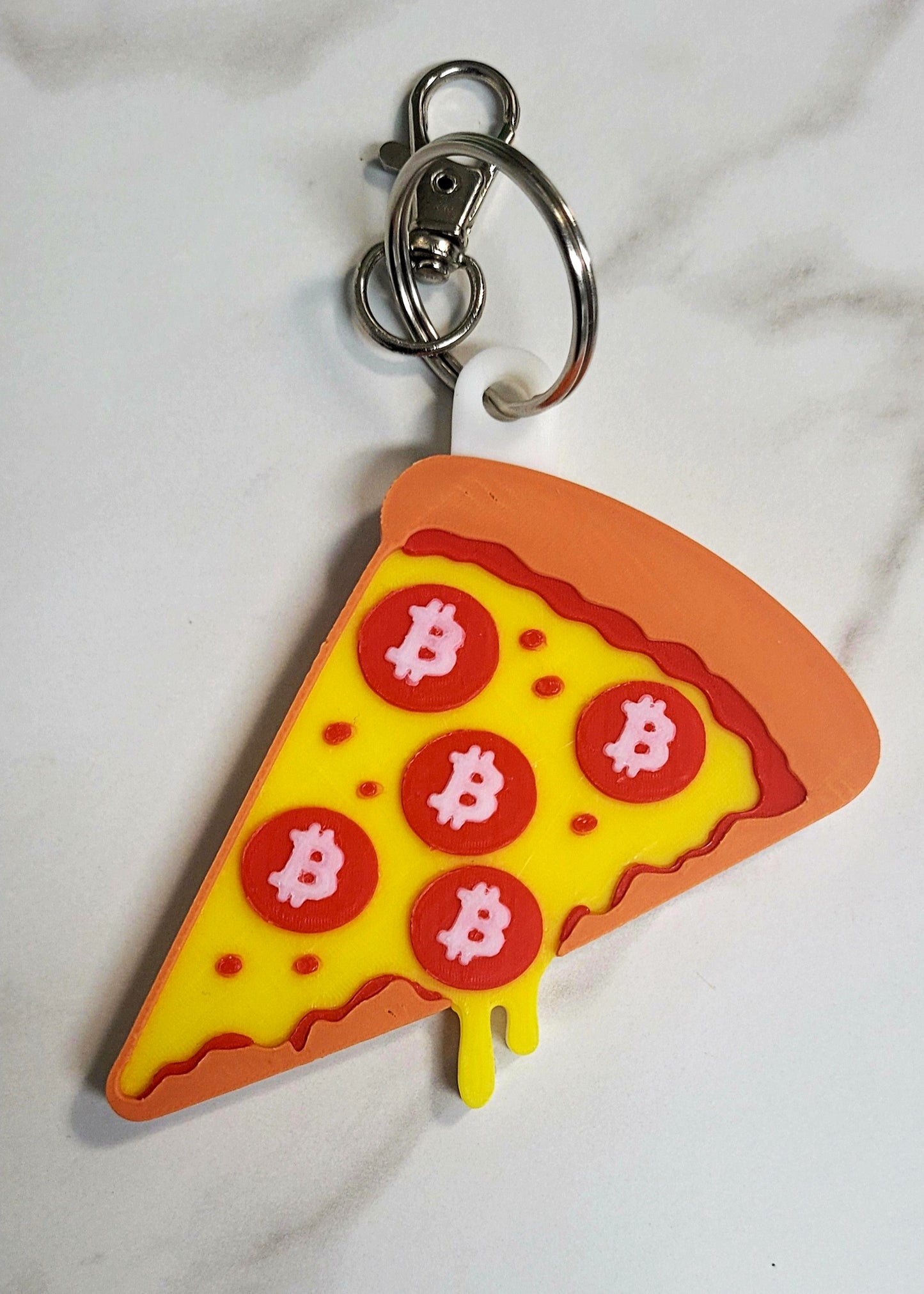 Custom Bitcoin Pizza Keychain