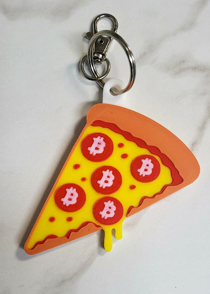 Custom Bitcoin Pizza Keychain